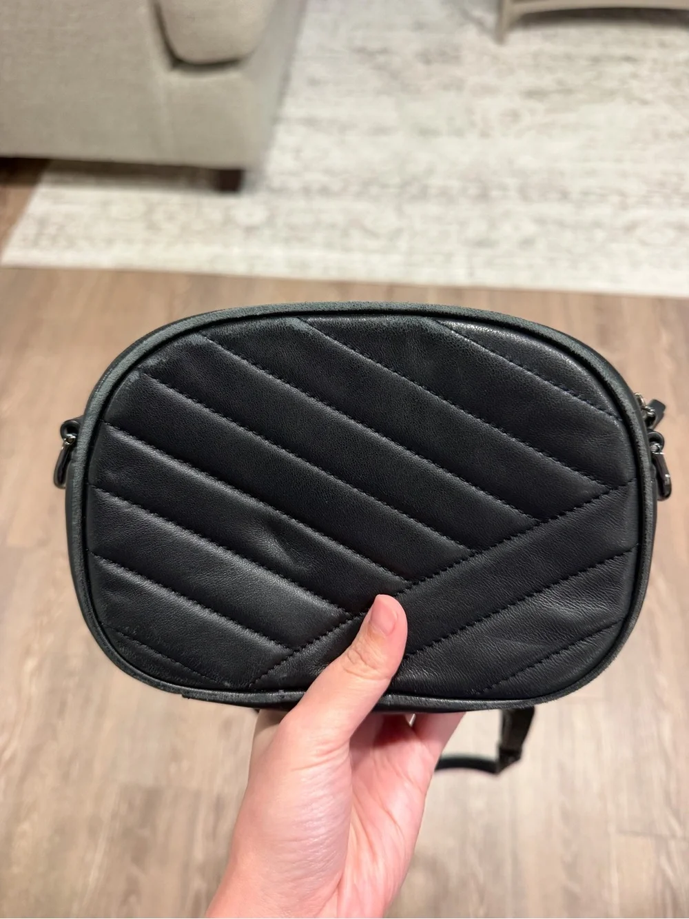 Tory Burch Kira Black Quilted Leather Camera Crossbody Bag